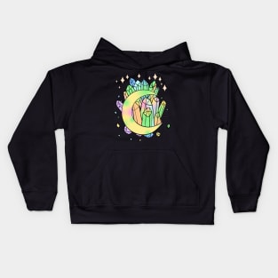 Pastel Goth Crystal Cluster Moon Kawaii Witchy Kids Hoodie